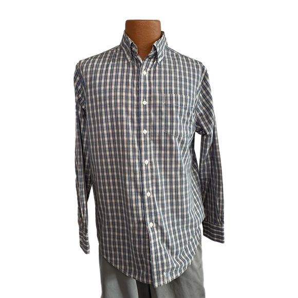 Croft & Barrow Blue and Orange Plaid Button Down Shirt, Medium, Pre-owned - Picture 4 of 8